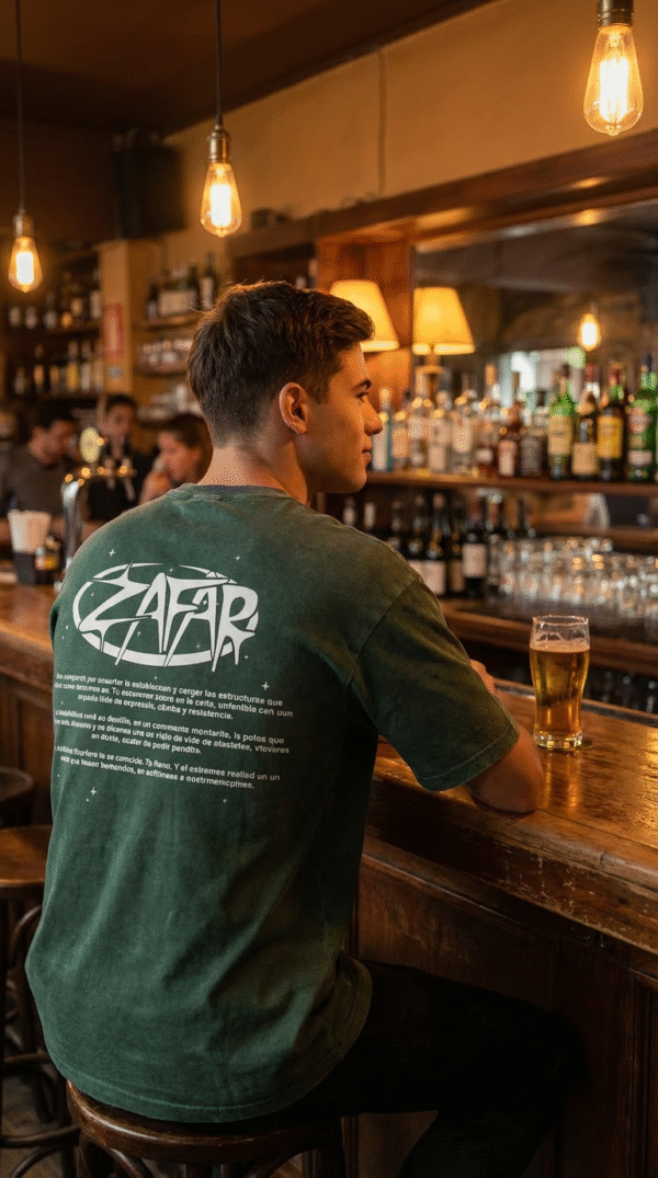 firefly gemini flash realistic photo of the same model from behind, sitting at a bar counter, wearing the 134598