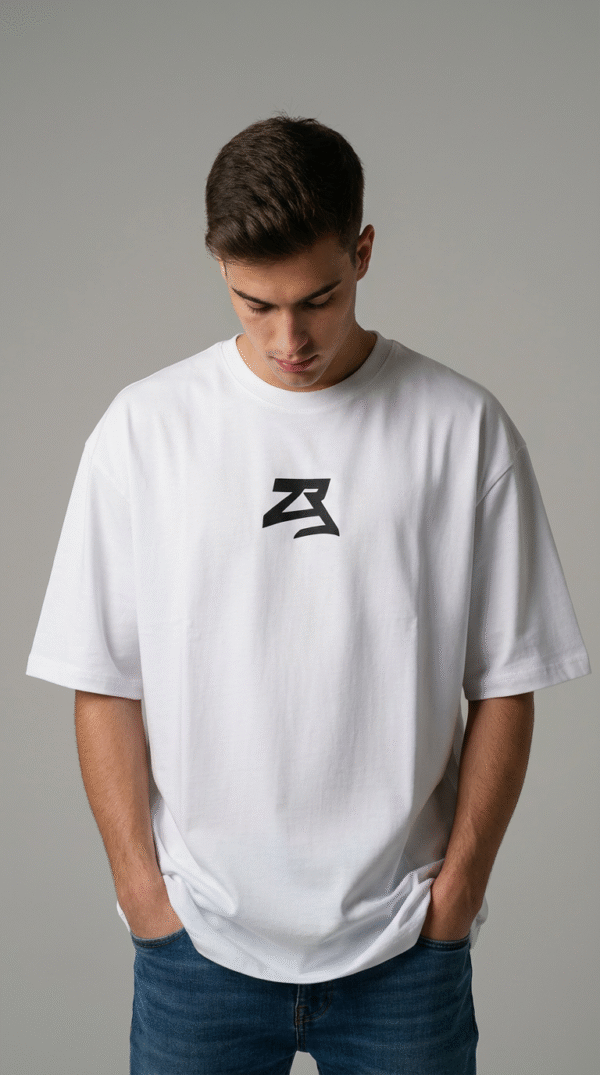 firefly gemini flash ultra realistic studio photo of a young male model wearing an oversized white t shirt 134598